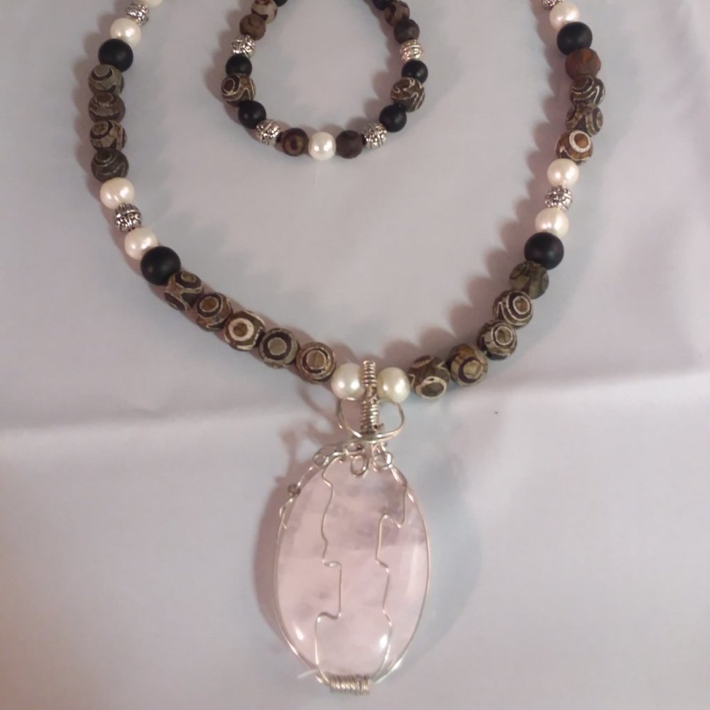 Jewelry, Wire Wrap Quartz Crystal & Natural Agate
